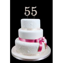 55th Birthday Wedding Anniversary Number Cake Topper with Sparkling Rhinestone Crystals - 1.75" Tall 